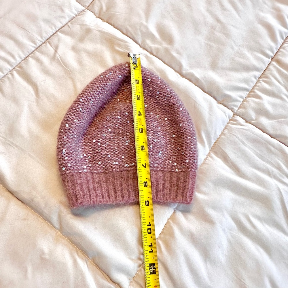 Pink Knit Beanie with Sequins